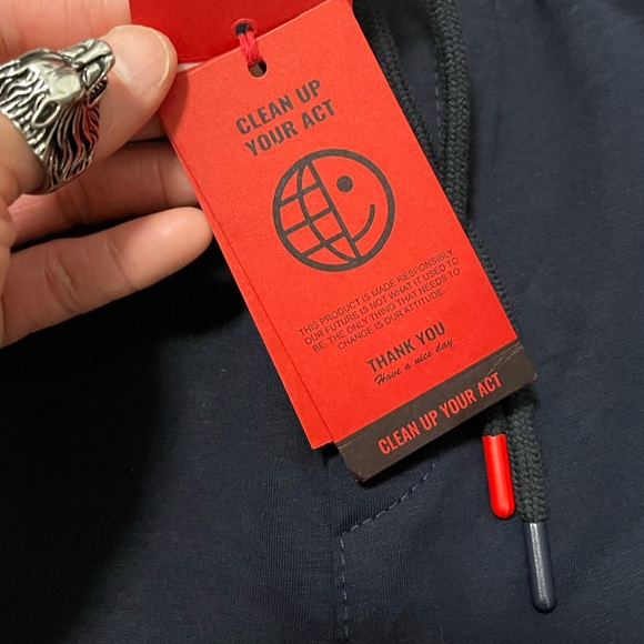 NWT Men's Small Hugo Boss Diz222 Logo Patch Regular Fit Drawstring Short In Navy - Picture 4 of 12